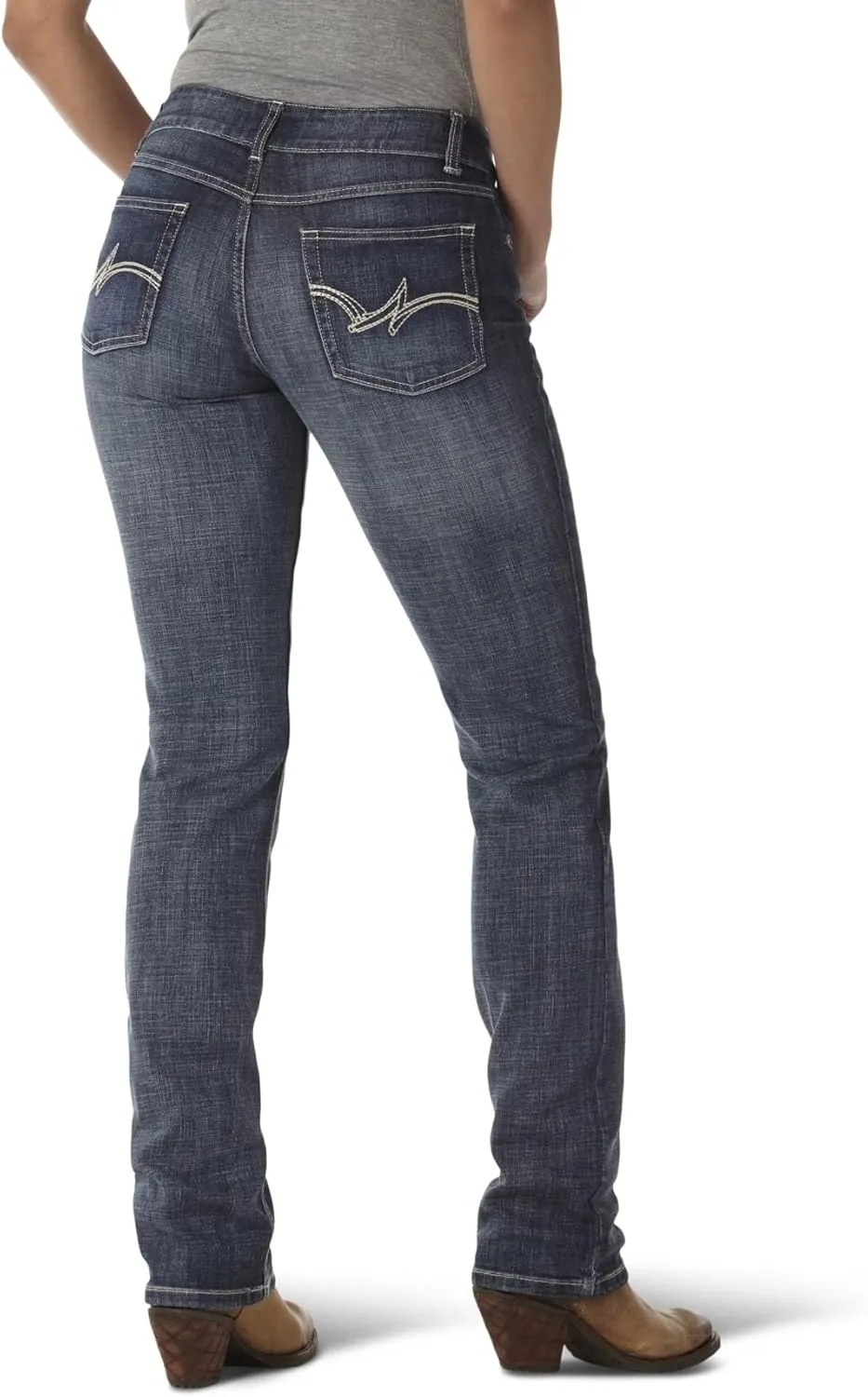 Wrangler Women's Western Mid Rise Stretch Straight Leg Jeans