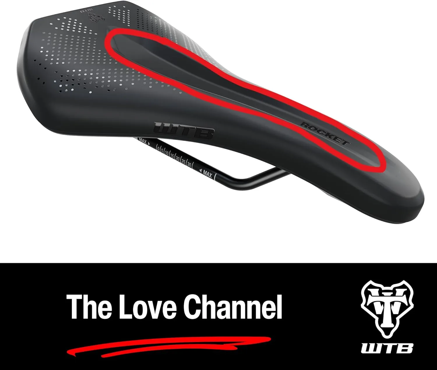 WTB Rocket Fusion Form E-Bike MTB Saddle, Available with Titanium, Stainless Steel, Chromoly, and Steel Rails, Fusion Form Base, Thick Padding Support, Integrated Handle