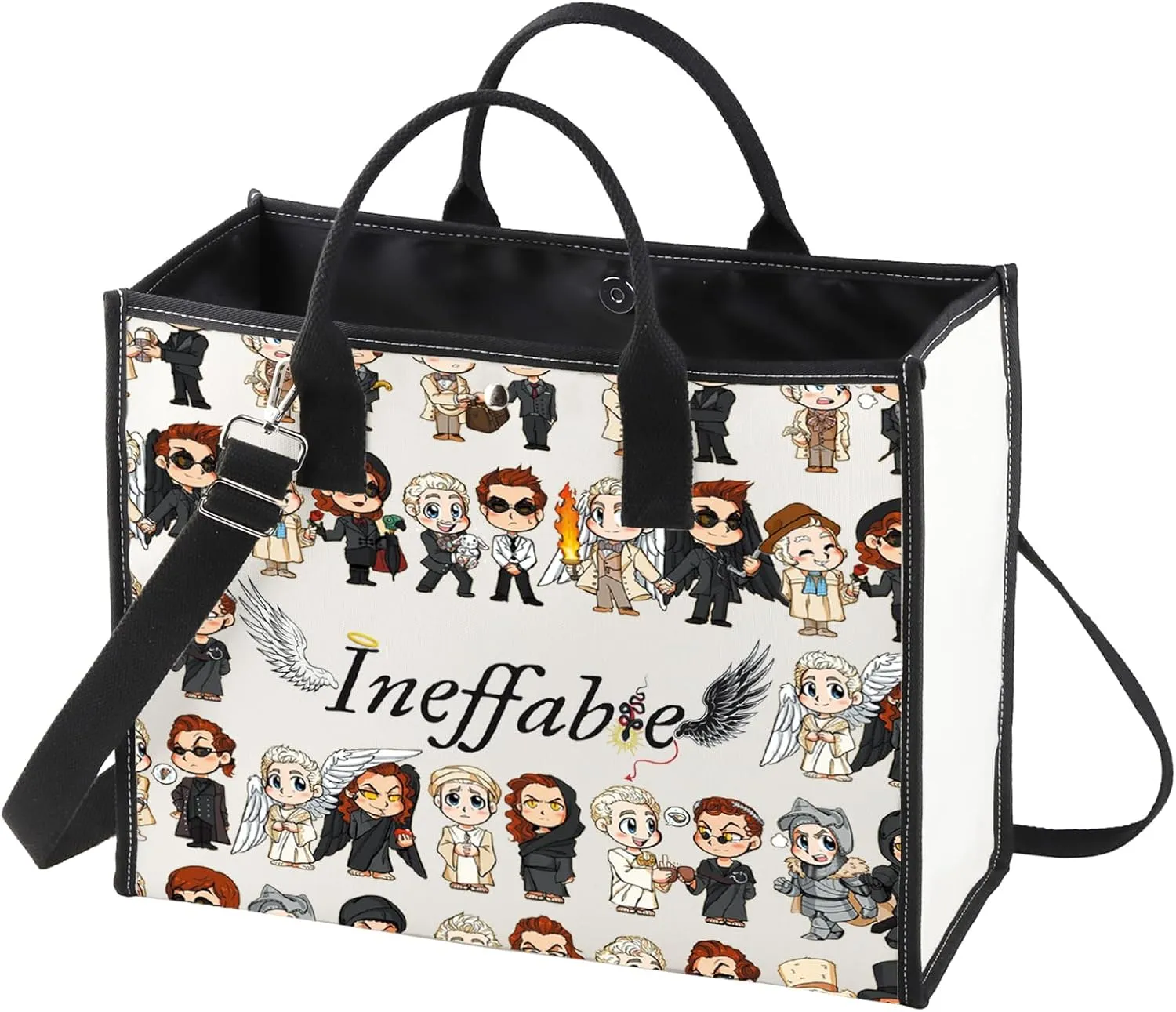 WZMPA Aziraphale & Crowley Ineffable Tote Bag - Fans Gift with Snake Shoulder Bag