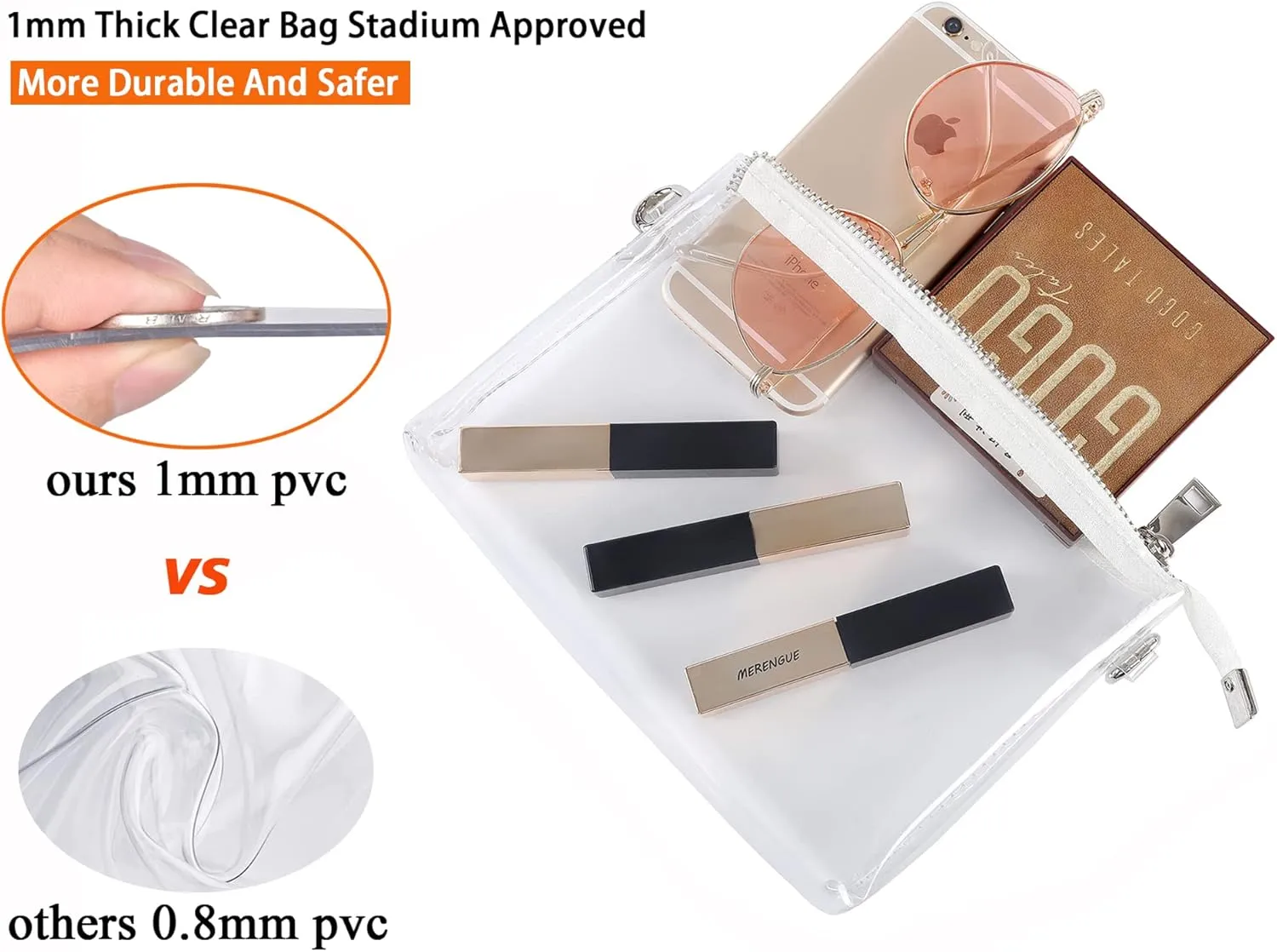 Y&R Direct Cute Clear Bag Purses for Women Stadium Transparent Crossbody Bag with Removable Chain for Sporting Events Concert