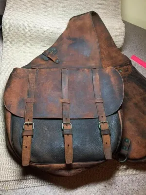 Y&Z- Ride With Time Leather Horse Saddle Bag, Old Military Style, Antique Look, for Pleasure Trail Riding