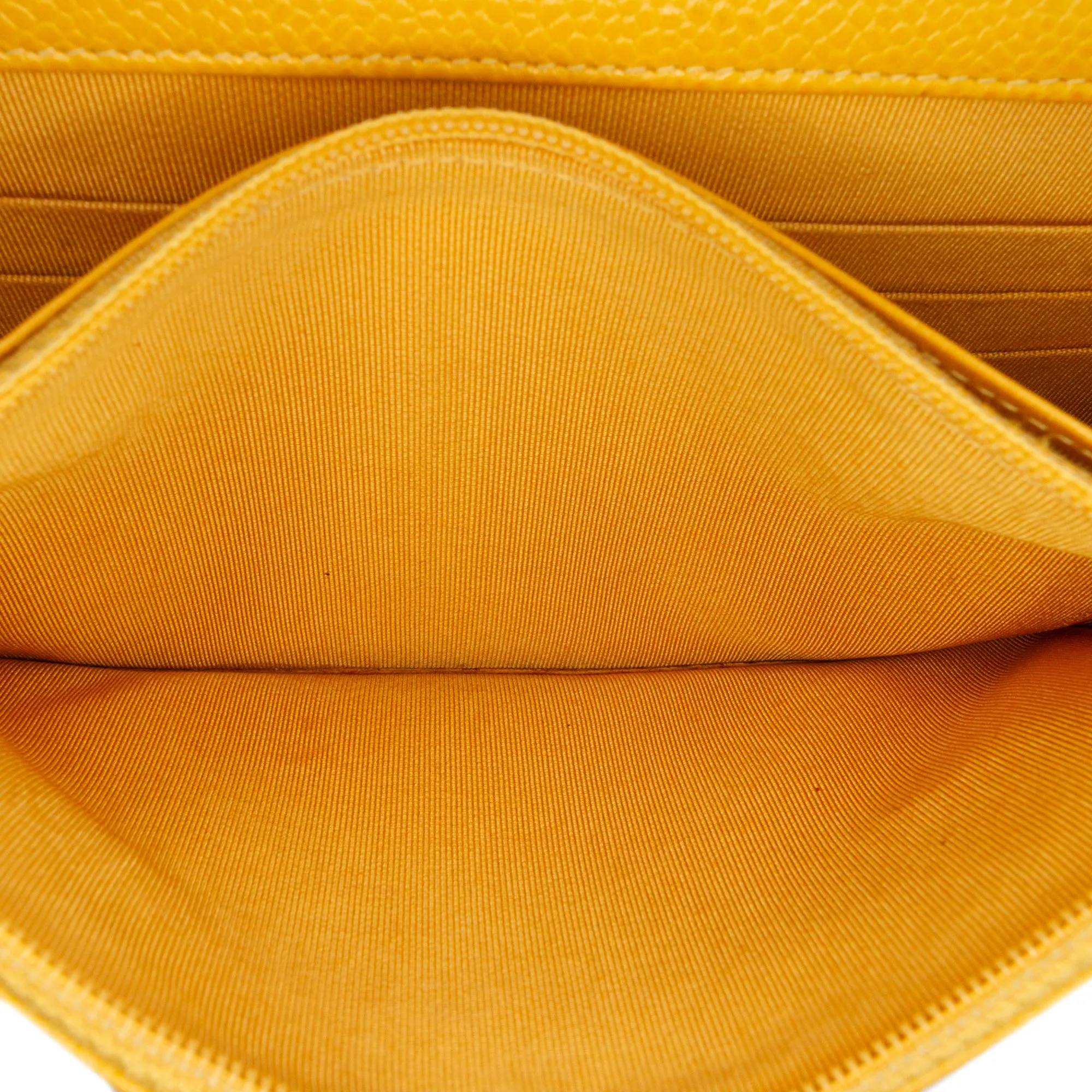 Yellow Chanel CC Quilted Caviar Wallet on Chain Crossbody Bag
