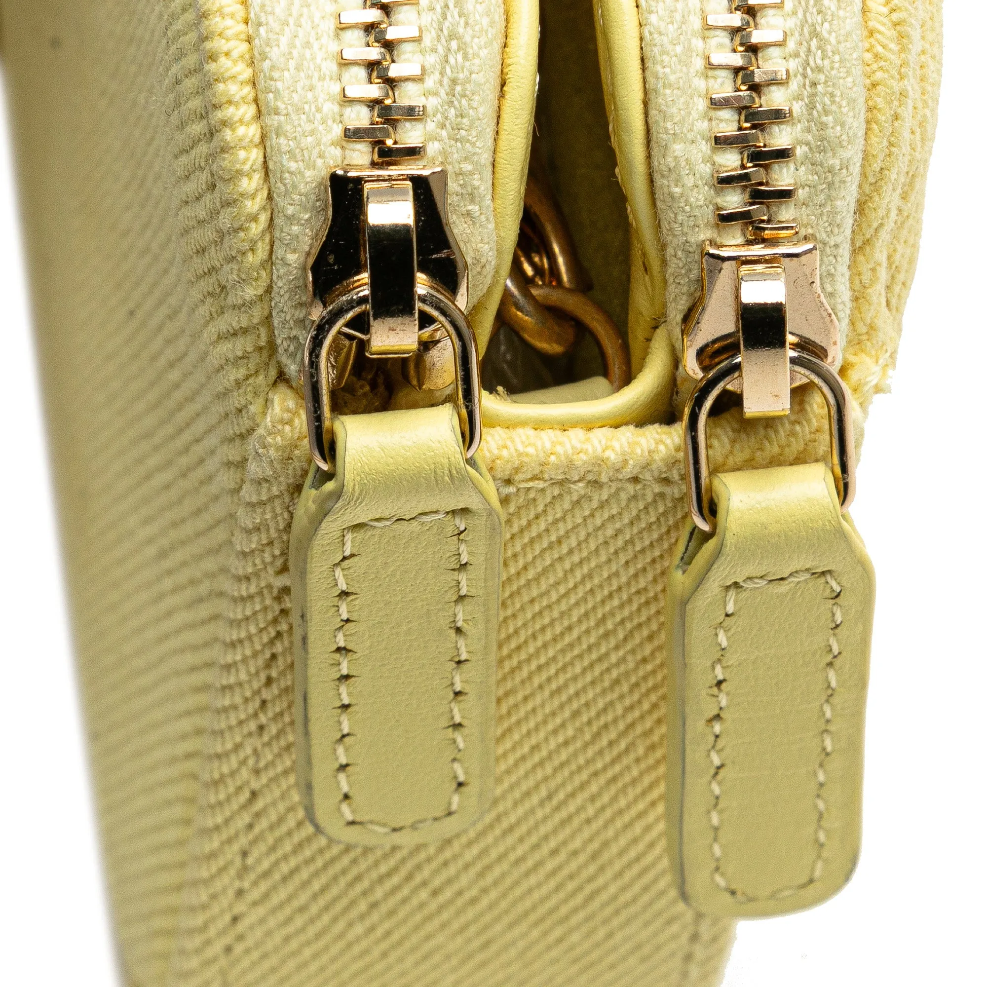 Yellow Chanel Denim Coco Fringe Double Zip Clutch with Chain Crossbody Bag