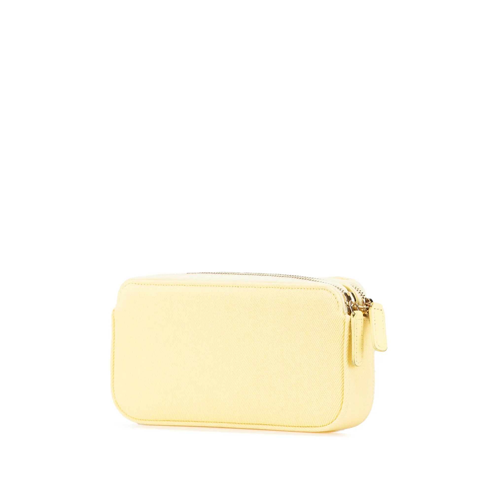 Yellow Chanel Denim Coco Fringe Double Zip Clutch with Chain Crossbody Bag