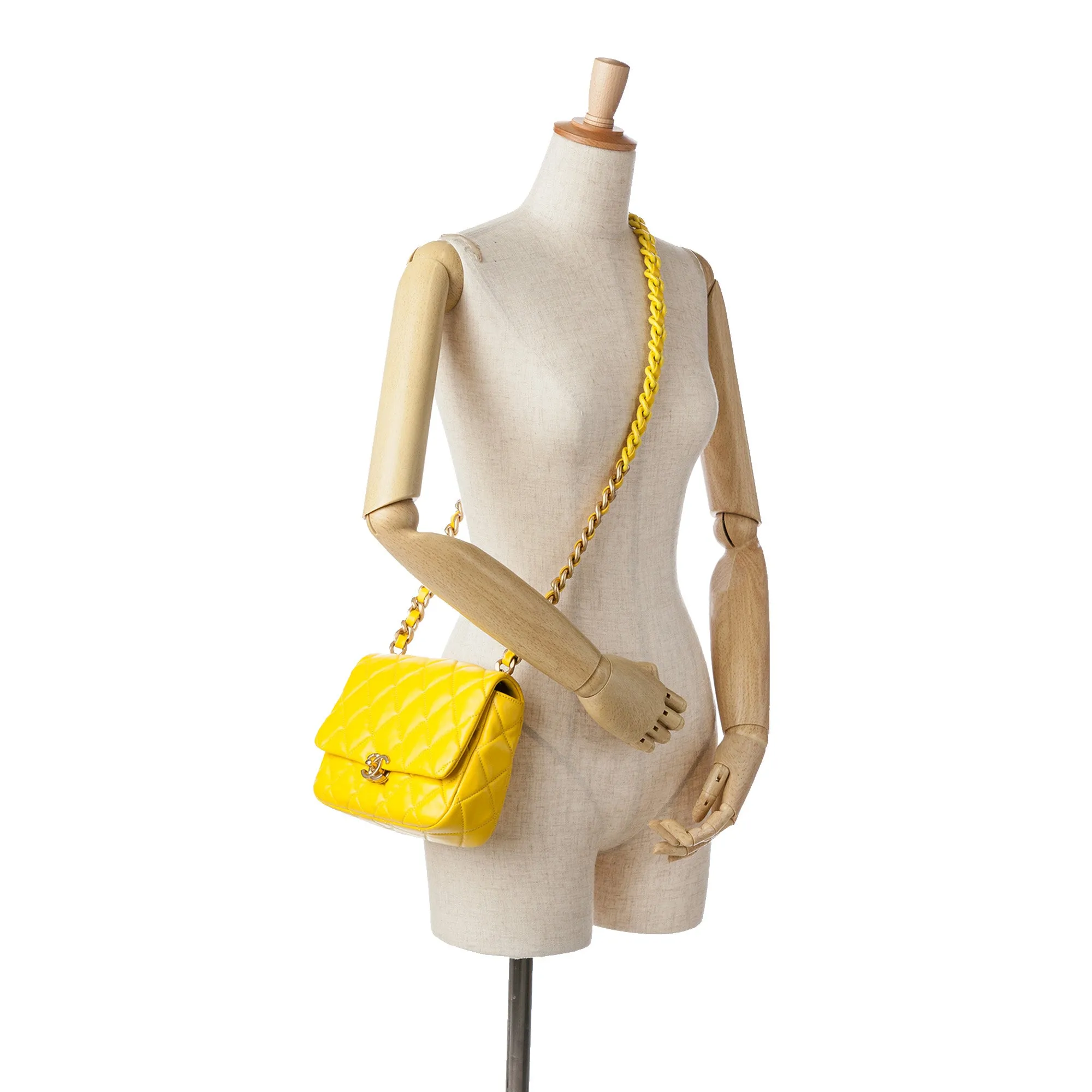 Yellow Chanel Small Quilted Lambskin Candy Chain Flap Crossbody Bag