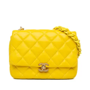 Yellow Chanel Small Quilted Lambskin Candy Chain Flap Crossbody Bag