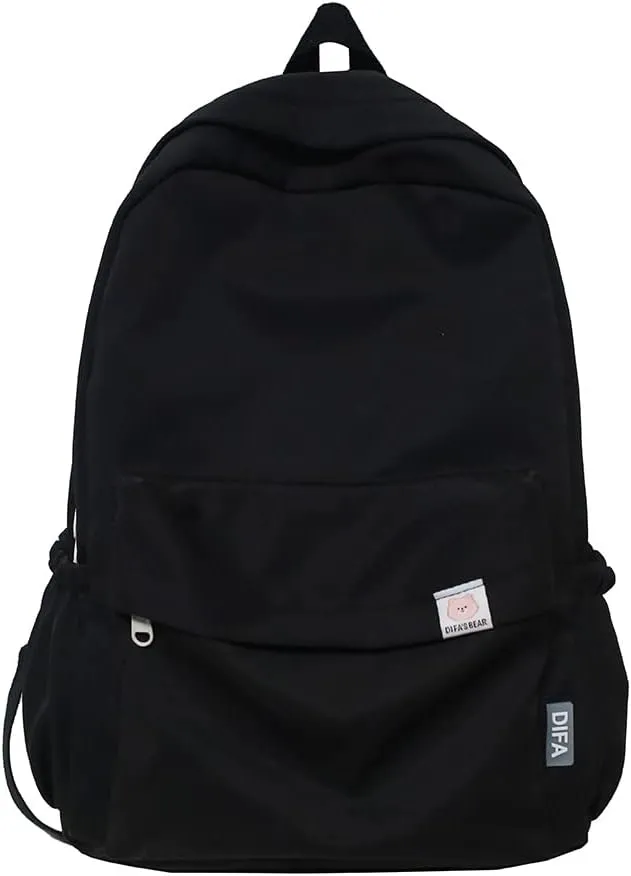 YFGBCX Cute Aesthetic Backpack for School College Student Solid Color Lightweight Classic Women Girls Laptop Casual Kawaii Travel, School, Work Black 16.93x11.42x5.12in