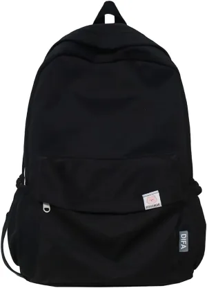 YFGBCX Cute Aesthetic Backpack for School College Student Solid Color Lightweight Classic Women Girls Laptop Casual Kawaii Travel, School, Work Black 16.93x11.42x5.12in