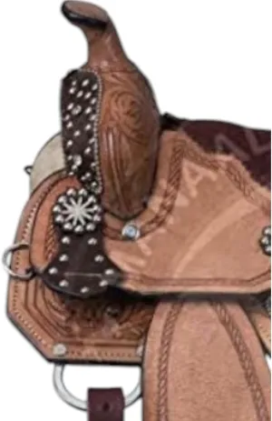 Youth Child Premium Leather Western Barrel Racing Trail Equestrian Pony Miniature Horse Saddle Tack   Headstall, Breast Collar, Reins & Saddle Pad Size 10 to 17