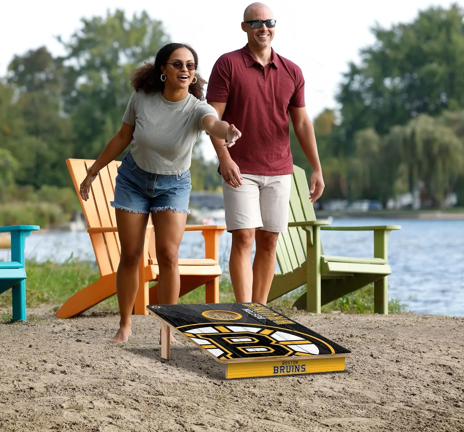 YouTheFan NHL 2’ x 3’ Wood Cornhole Game with Logo Bags