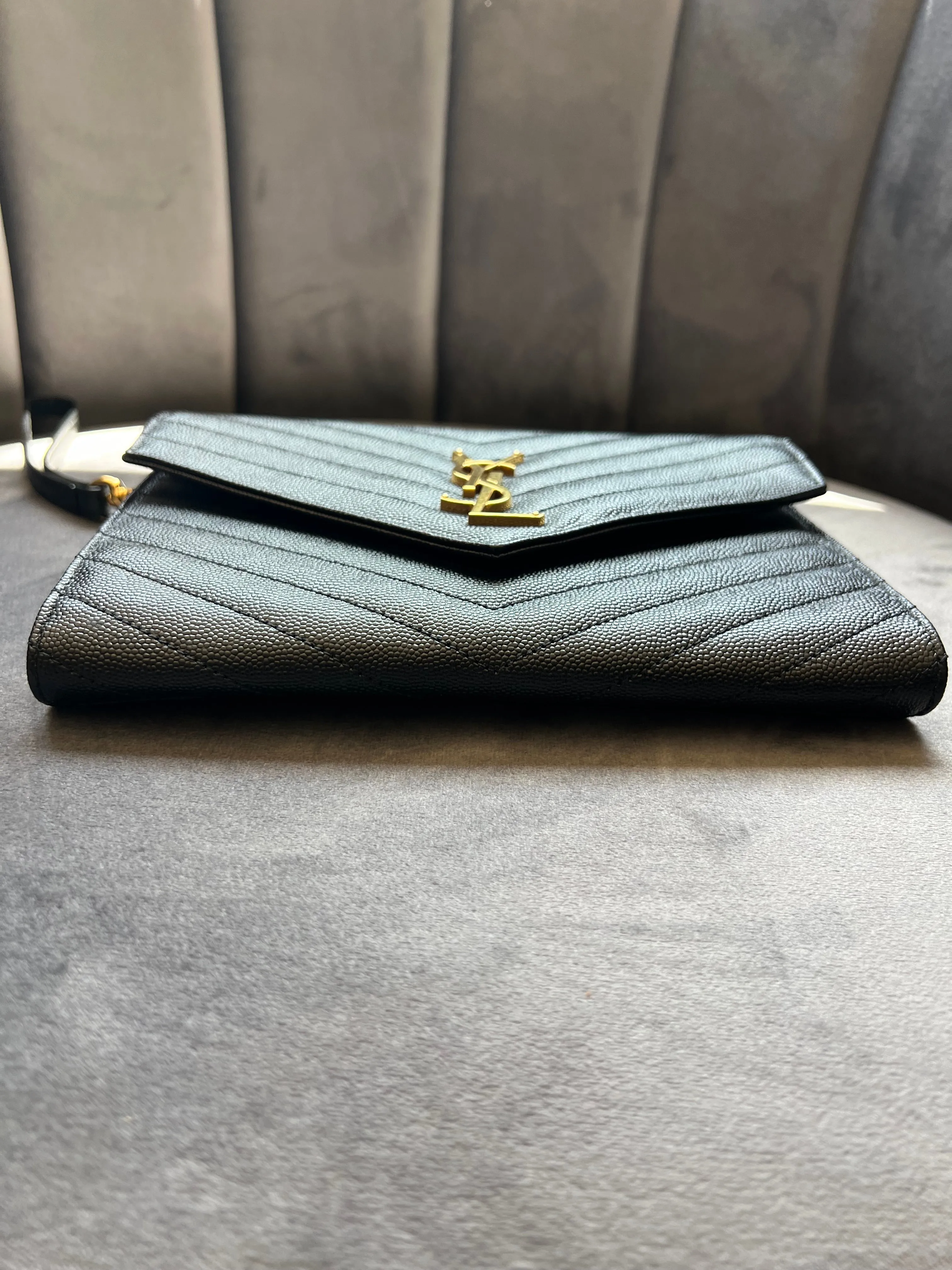 YSL cassandre envelope flap wristlet / crossbody