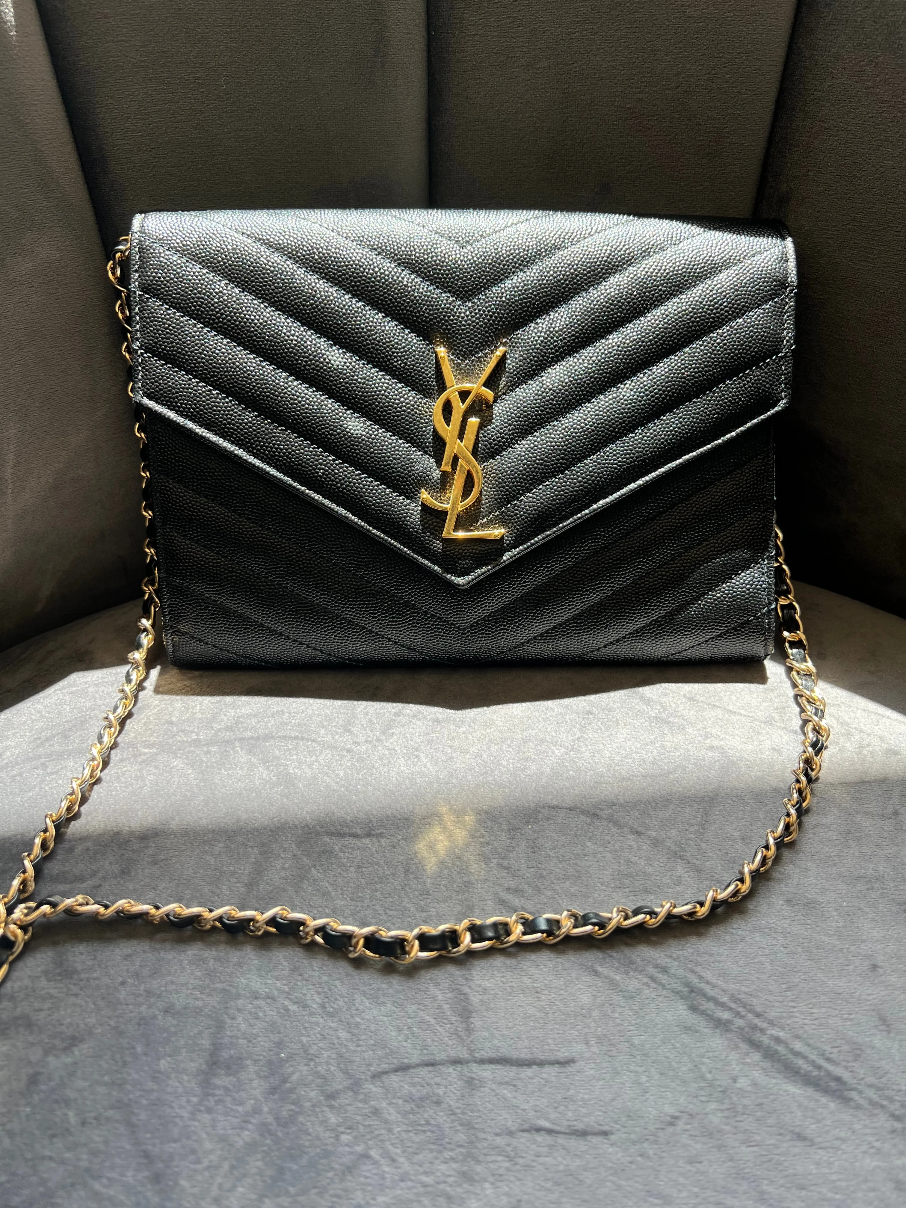 YSL cassandre envelope flap wristlet / crossbody