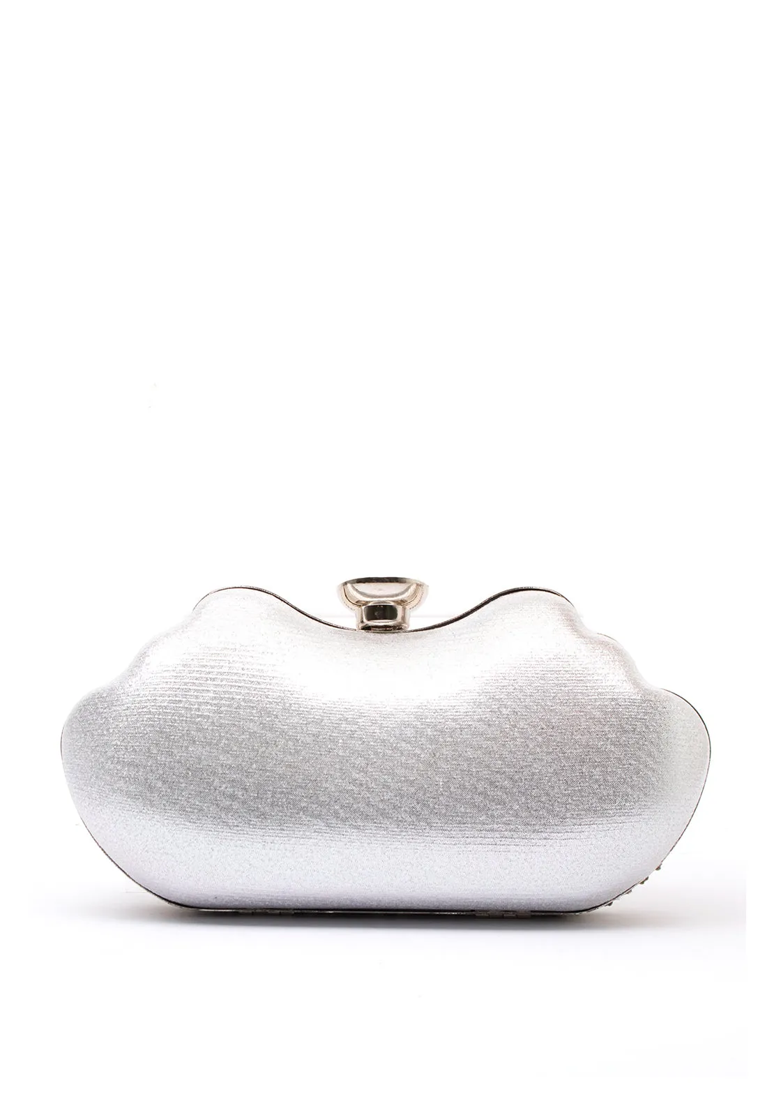 Zen Collection Diamante Clasp Mirrored Clutch Bag, Silver