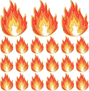 Zeyune 24 Pcs Fire Flame Enamel Lapel Pins Bulk Fire Hard Enamel Pins Brooch Red Gold Accessories Flame Charms Bulk for Hats Clothes Backpack Bags for Adults Men Women Gift