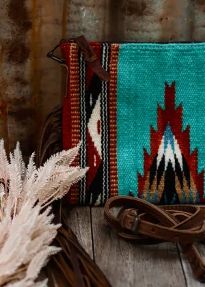 Zoe Saddle Blanket Crossbody Bag in Turquoise