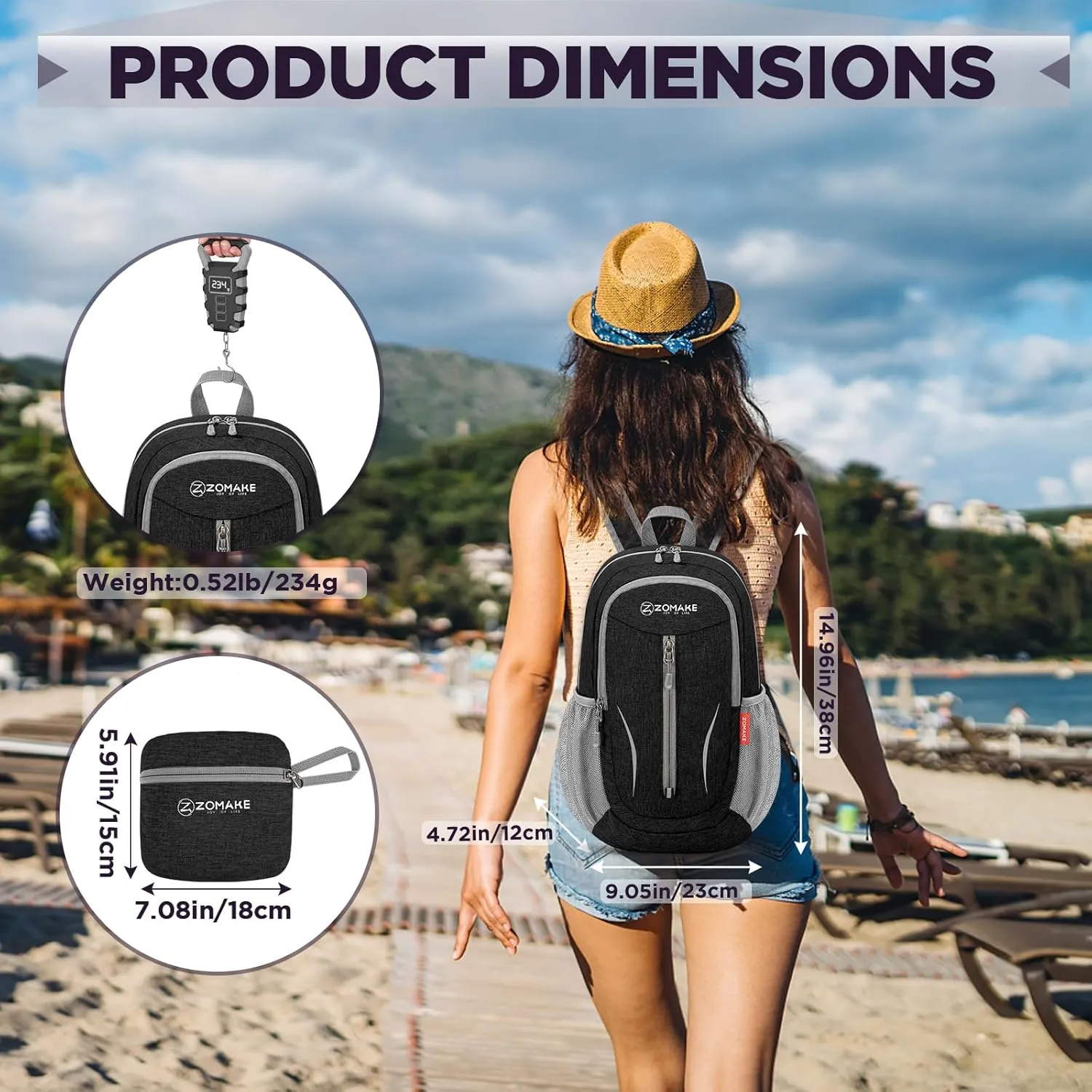 ZOMAKE 10L Small Packable Hiking Backpack - Lightweight Hiking Daypack - Tear Resistant Foldable Day Pack for Women Men